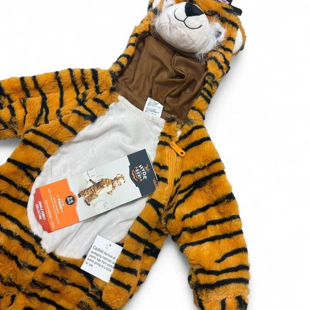 NWT Tiger Plush Bodysuit Costume Cosplay Safari Halloween Kids 0-6M Hyde & Eek